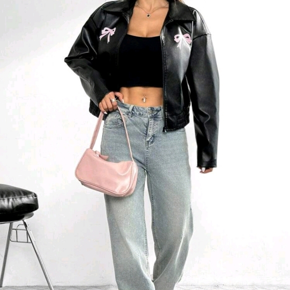 Women's Zip-Up Butterfly Print Bomber Jacket, For Autumn - Picture 5 of 6